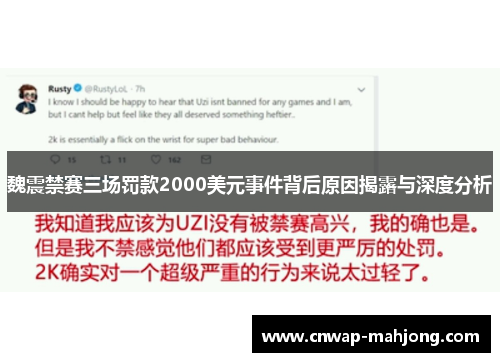 魏震禁赛三场罚款2000美元事件背后原因揭露与深度分析 魏震禁赛三场罚款2000美元事件背后原因揭露与深度分析